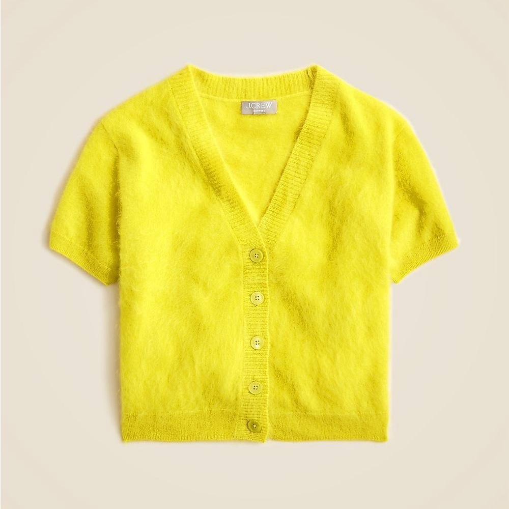 NWT J.Crew Brushed Cashmere Cardigan in “Burnished Chartreuse”. Size XS - Picture 2 of 5